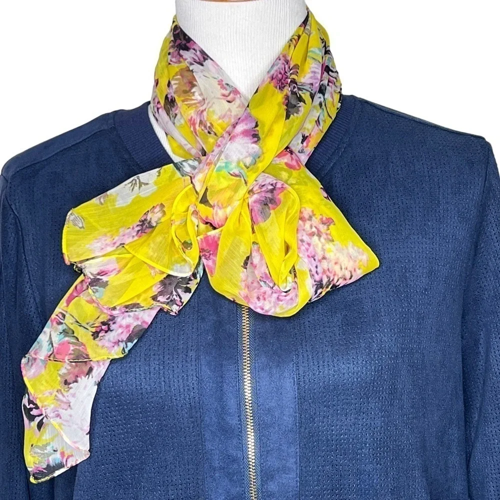Cejon Women’s Yellow Floral Print Lightweight Oversized Spring Summer Scarf Wrap